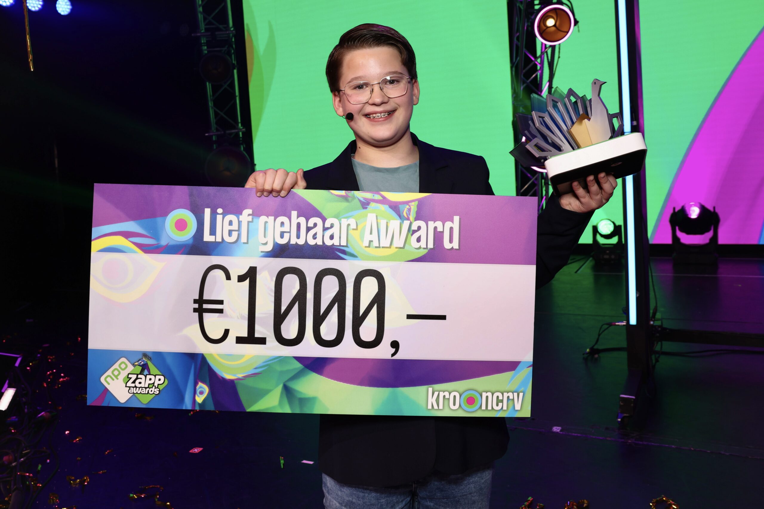 Marijn wint KRO-NCRV ‘Lief Gebaar Award’ tijdens NPO Zapp Awards